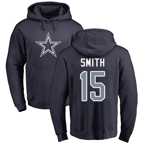 Men Dallas Cowboys Navy Blue Devin Smith Name and Number Logo #15 Pullover NFL Hoodie Sweatshirts->dallas cowboys->NFL Jersey